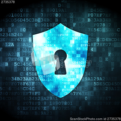 Image of Security concept: Shield With Keyhole on digital background