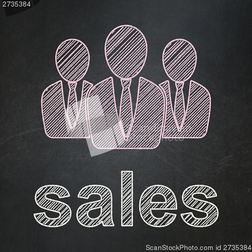 Image of Marketing concept: Business People and Sales on chalkboard