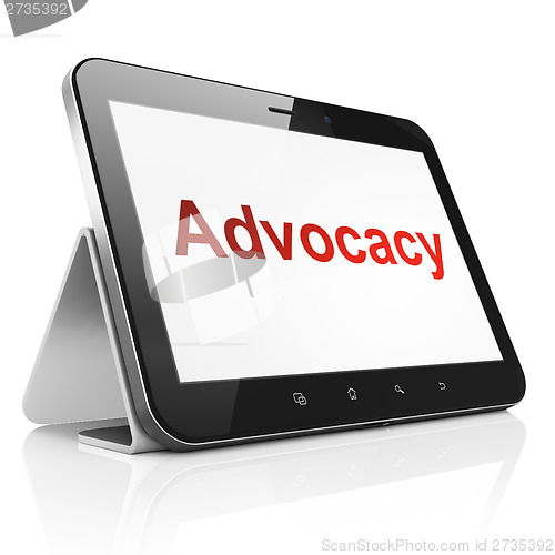 Image of Law concept: Advocacy on tablet pc computer