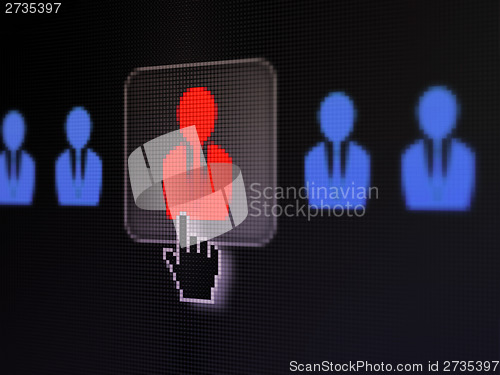 Image of Finance concept: Business Man on digital computer screen