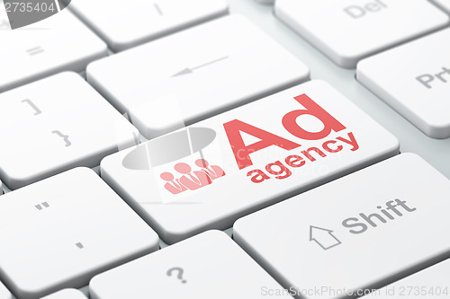 Image of Marketing concept: Business People and Ad Agency on keyboard