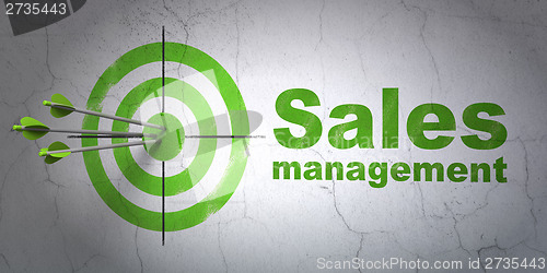 Image of Advertising concept: target and Sales Management on wall
