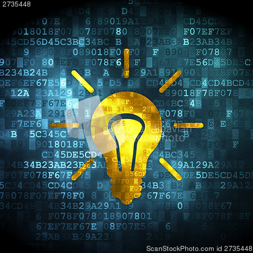 Image of Finance concept: Light Bulb on digital background