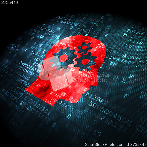 Image of Education concept: Head With Gears on digital background