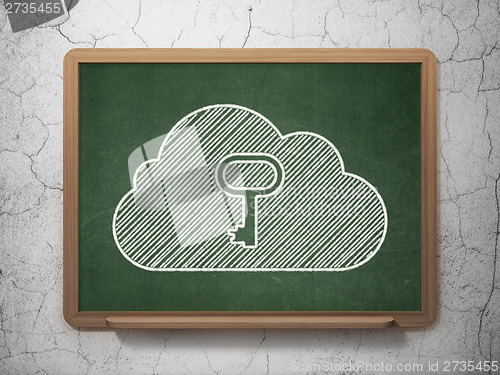 Image of Cloud computing concept: Cloud With Key on chalkboard background