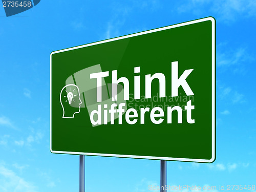 Image of Education concept: Think Different and Head With Lightbulb