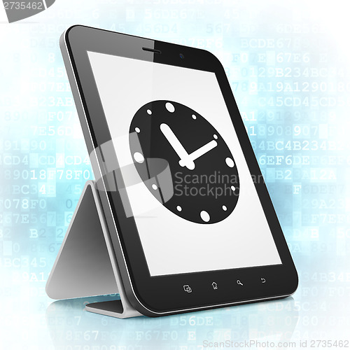 Image of Time concept: Clock on tablet pc computer
