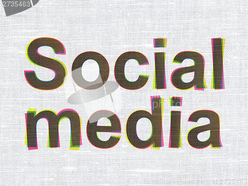 Image of Social media concept: Social Media on fabric texture background