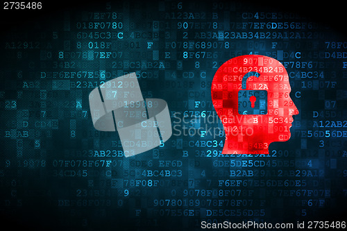 Image of Business concept: Head With Padlock on digital background