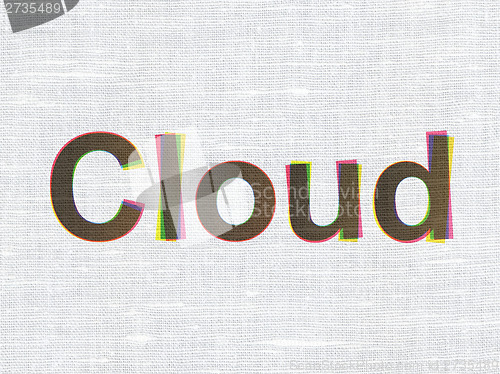 Image of Cloud technology concept: Cloud on fabric texture background