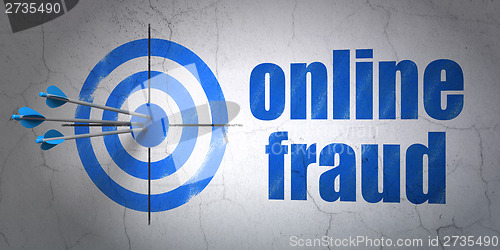 Image of Privacy concept: target and Online Fraud on wall background