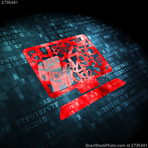 Image of Education concept: Computer Pc on digital background