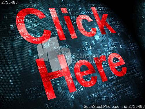 Image of SEO web development concept: Click Here on digital background