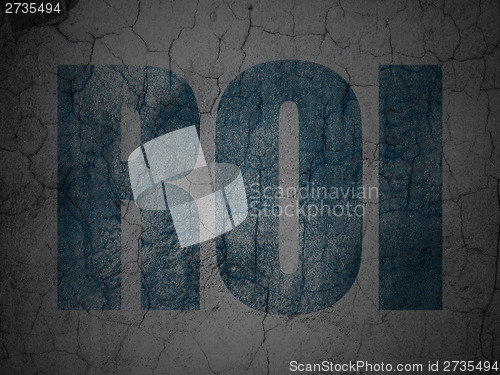 Image of Finance concept: ROI on grunge wall background