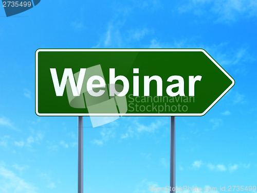 Image of Education concept: Webinar on road sign background
