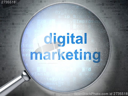 Image of Advertising concept: Digital Marketing with optical glass