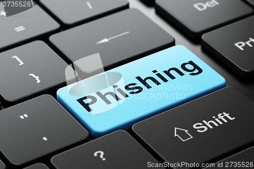 Image of Protection concept: Phishing on computer keyboard background