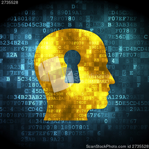 Image of Education concept: Head With Keyhole on digital background