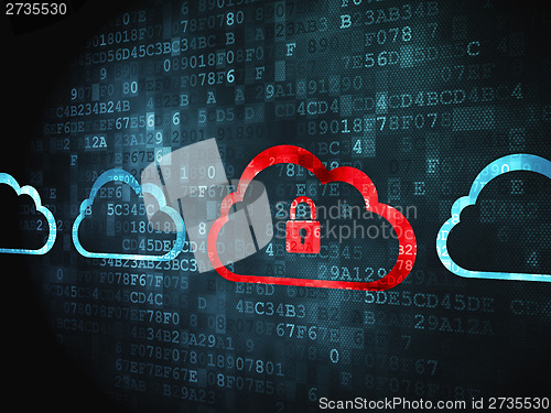 Image of Cloud networking concept: Cloud With Padlock on digital