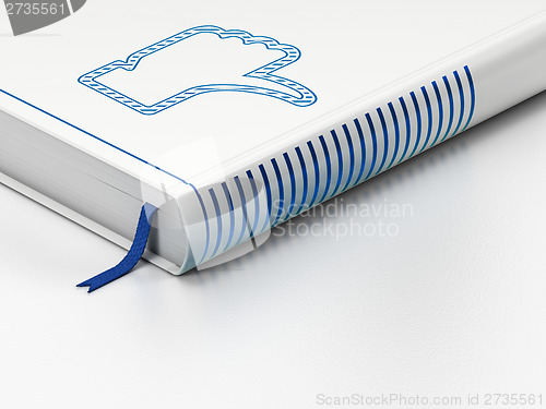 Image of Social media concept: closed book, Thumb Down on white