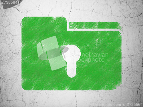 Image of Business concept: Folder With Keyhole on wall background