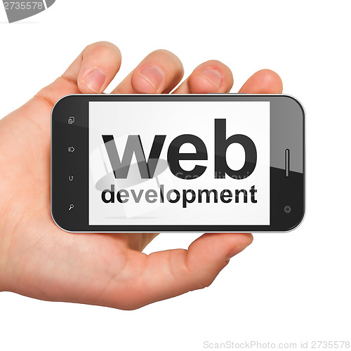 Image of SEO web design concept: Web Development on smartphone