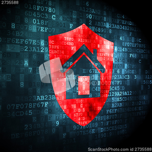 Image of Security concept: Shield on digital background