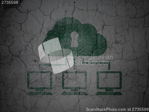 Image of Privacy concept: Cloud Network on grunge wall background