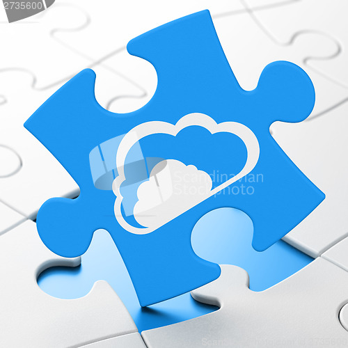 Image of Cloud networking concept: Cloud on puzzle background