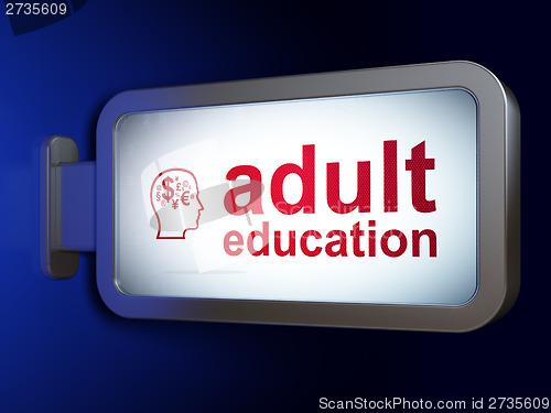 Image of Education concept: Adult Education and Head Finance Symbol