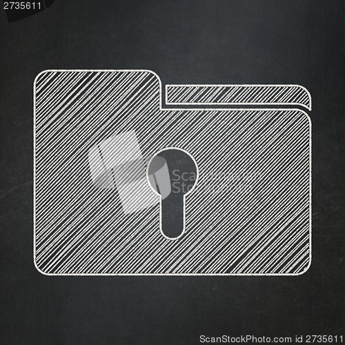 Image of Finance concept: Folder With Keyhole on chalkboard background