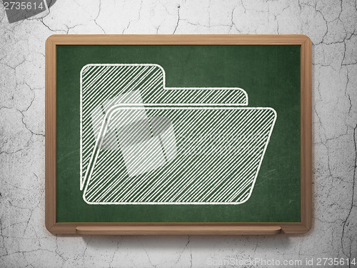 Image of Finance concept: Folder on chalkboard background