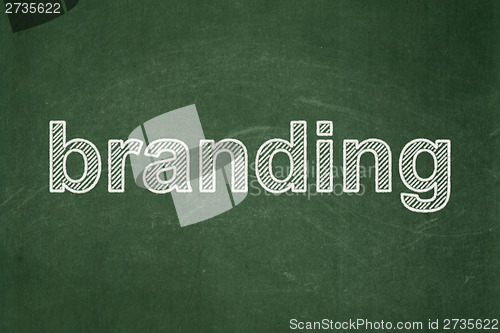 Image of Marketing concept: Branding on chalkboard background