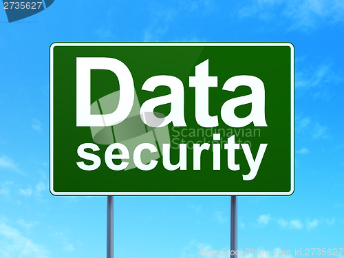 Image of Security concept: Data Security on road sign background