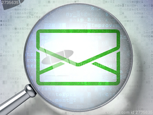 Image of Finance concept:  Email with optical glass on digital background