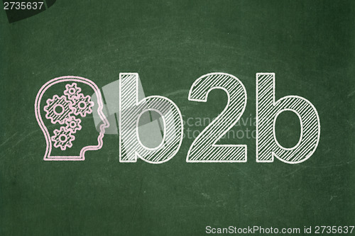 Image of Finance concept: Head With Gears and B2b on chalkboard