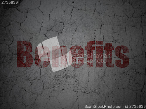 Image of Finance concept: Benefits on grunge wall background