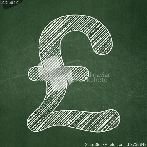 Image of Currency concept: Pound on chalkboard background