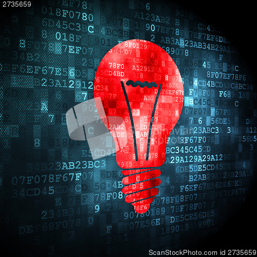 Image of Finance concept: Light Bulb on digital background
