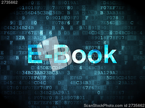 Image of Education concept: E-Book on digital background