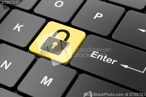 Image of Information concept: Closed Padlock on keyboard background