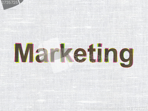 Image of Marketing concept: Marketing on fabric texture background