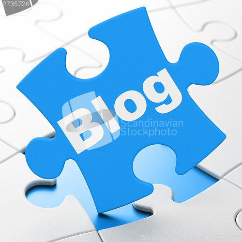 Image of Web development concept: Blog on puzzle background