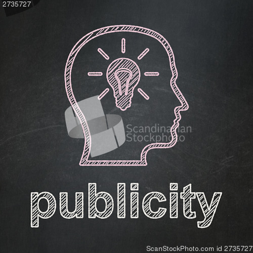 Image of Advertising concept: Head With Lightbulb and Publicity