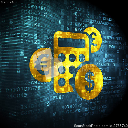 Image of Marketing concept: Calculator on digital background