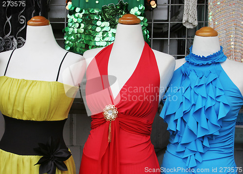 Image of Close-up of fashion mannequins.