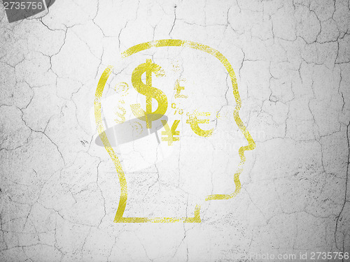 Image of Marketing concept: Head With Finance Symbol on wall background