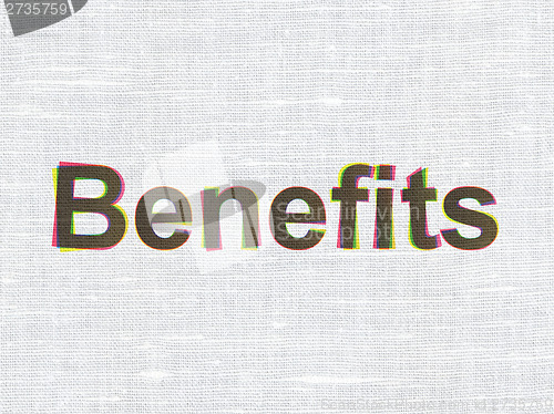 Image of Business concept: Benefits on fabric texture background