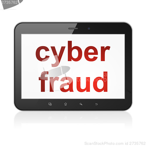 Image of Security concept: Cyber Fraud on tablet pc computer