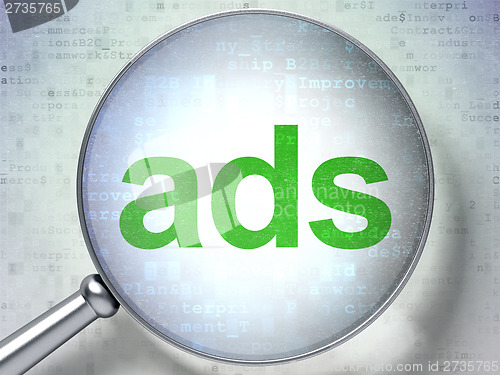Image of Advertising concept: Ads with optical glass